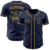 Custom Navy Old Gold Authentic Baseball Jersey
