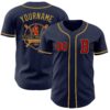 Custom Navy Red-Old Gold Authentic Baseball Jersey