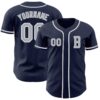Custom Navy Gray-White Authentic Baseball Jersey