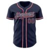 Custom Navy White-Red Authentic Baseball Jersey