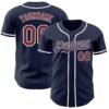 Custom Navy Burgundy-White Authentic Baseball Jersey