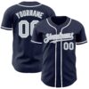 Custom Navy Silver-White Authentic Baseball Jersey