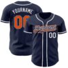 Custom Navy Orange-White Authentic Baseball Jersey