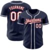 Custom Navy White-Red Authentic Baseball Jersey