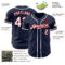 Custom Navy White-Red Authentic Baseball Jersey
