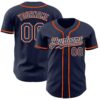 Custom Navy White-Orange Authentic Baseball Jersey