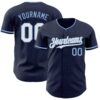 Custom Navy White-Light Blue Authentic Baseball Jersey
