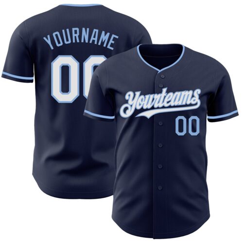 Custom Navy White-Light Blue Authentic Baseball Jersey