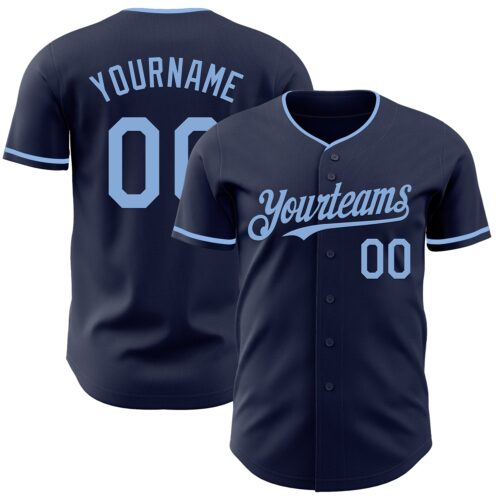 Navy1089 Custom Navy Light Blue Authentic Baseball Jersey