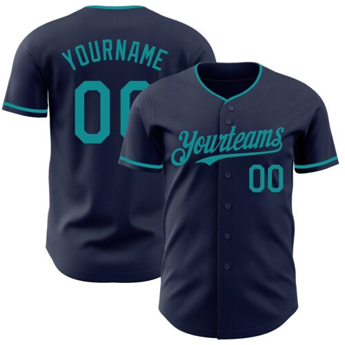 Custom Navy Teal Authentic Baseball Jersey