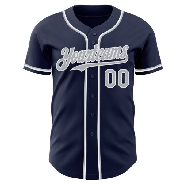 Custom Navy Gray-White Authentic Baseball Jersey
