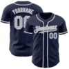 Custom Navy Gray-White Authentic Baseball Jersey