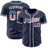 Custom Navy White Pinstripe USA Flag Authentic Baseball Jersey