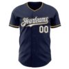 Custom Navy White Old Gold Authentic Baseball Jersey