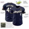 Custom Navy White Old Gold Authentic Baseball Jersey