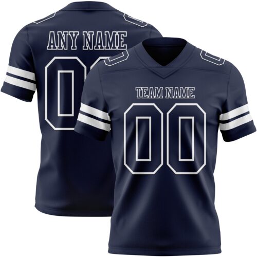 Custom Navy White Authentic Football Jersey