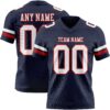 Custom Navy White-Red Authentic Football Jersey