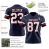 Custom Navy White-Red Authentic Football Jersey