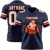 Custom Navy White-Orange Authentic Football Jersey