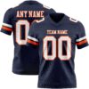 Custom Navy White-Orange Authentic Football Jersey
