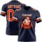 Navy1100-1 Custom Navy Orange-White Authentic Football Jersey