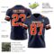 Navy1100-2 Custom Navy Orange-White Authentic Football Jersey