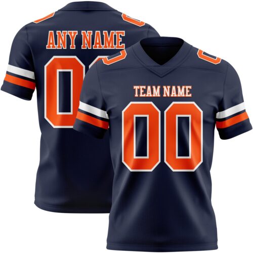Custom Navy Orange-White Authentic Football Jersey