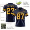 Custom Navy Gold Authentic Football Jersey
