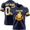 Custom Navy White-Gold Authentic Football Jersey
