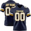 Custom Navy White-Gold Authentic Football Jersey