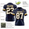Custom Navy White-Gold Authentic Football Jersey