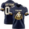 Custom Navy White-Old Gold Authentic Football Jersey