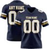 Custom Navy White-Old Gold Authentic Football Jersey