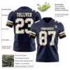Custom Navy White-Old Gold Authentic Football Jersey