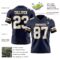 Navy1105-2 Custom Navy White-Old Gold Authentic Football Jersey