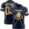 Navy1106-1 Custom Navy Old Gold-White Authentic Football Jersey
