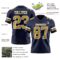 Navy1106-2 Custom Navy Old Gold-White Authentic Football Jersey