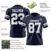 Custom Navy White-Gray Authentic Football Jersey