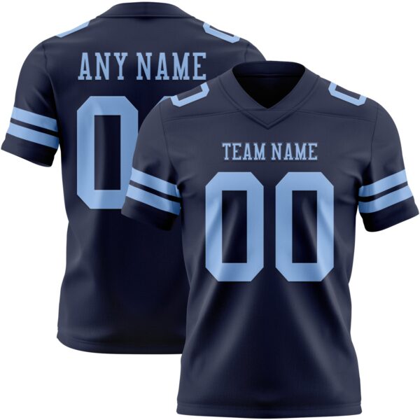 Custom Navy Light Blue Authentic Football Jersey