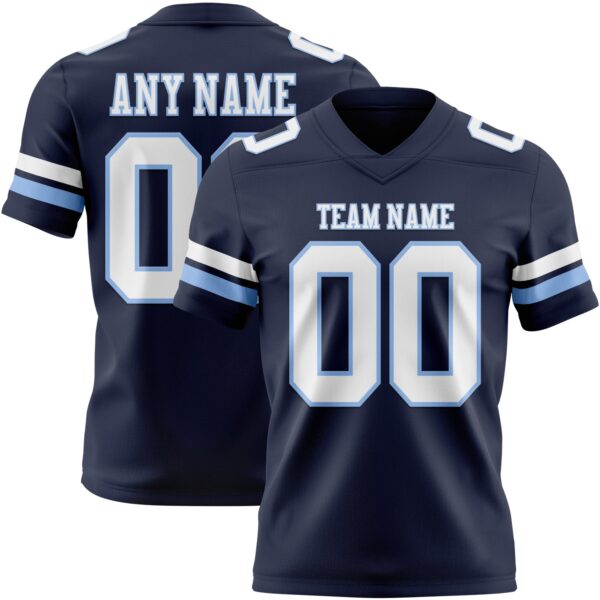 Custom Navy White-Light Blue Authentic Football Jersey
