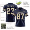 Custom Navy Cream Authentic Football Jersey