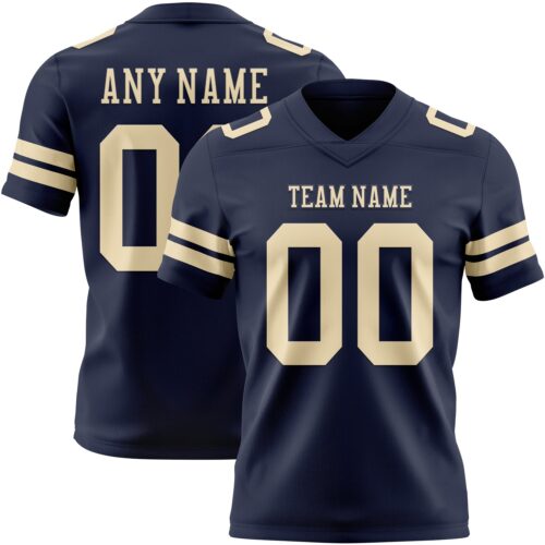 Custom Navy Cream Authentic Football Jersey