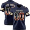 Custom Navy Vintage USA Flag-Cream Authentic Football Jersey