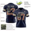 Custom Navy Vintage USA Flag-Cream Authentic Football Jersey
