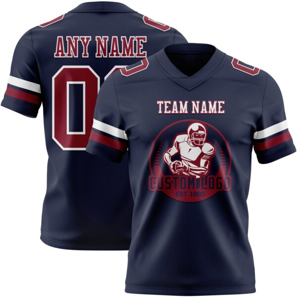 Custom Navy Crimson-White Authentic Football Jersey
