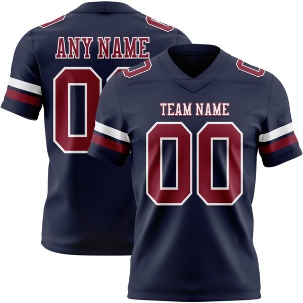 Custom Navy Crimson-White Authentic Football Jersey