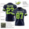 Custom Navy Neon Green-White Authentic Football Jersey