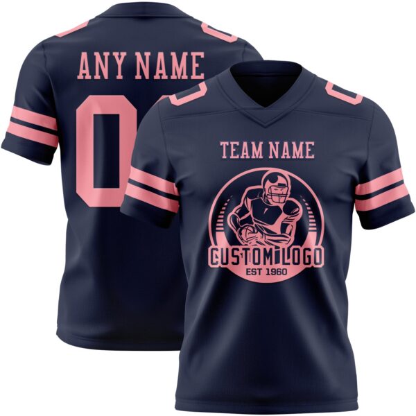 Custom Navy Medium Pink Authentic Football Jersey