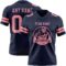 Navy1122-1 Custom Navy Medium Pink Authentic Football Jersey