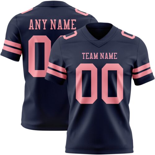 Navy1122 Custom Navy Medium Pink Authentic Football Jersey